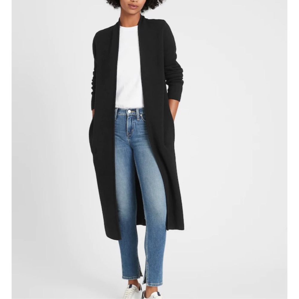 Dreamers Black Cashmere Feel Duster Cardigan NWT